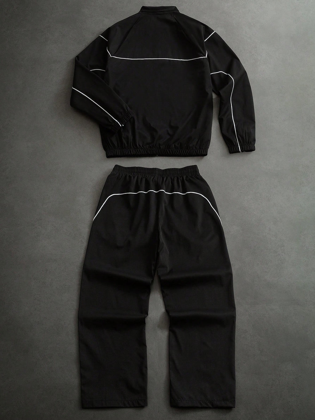 PAVTROS Men's Contrast Piping Zip-Up Jacket & Drawstring Pants Set, Black And White, Autumn, Streetwear, Gym, Casual 2 Pieces Tracksuit, Jogging Co Ord Football Set